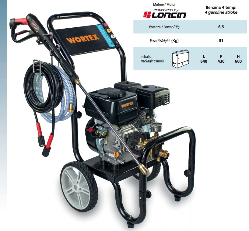 Wortex LW 9/150 Gas Pressure Washer Loncin 4T 6.5 HP 150Bar Cold Water