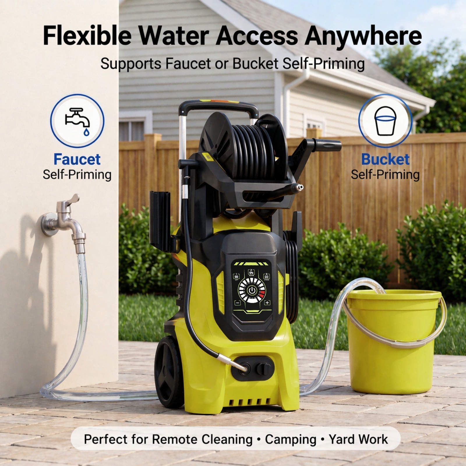 Pressure Washer 4500PSI 3.8GPM, 15-Level Adjustable Touch, 4 Nozzles, for Home
