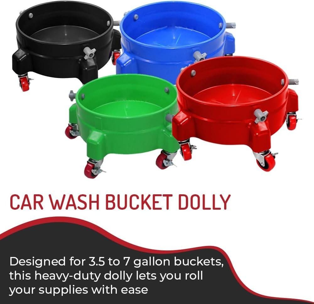 Heavy Duty Car Wash Bucket Dolly with 360° Swivel Casters | Fits 3.5–7 Gallon…