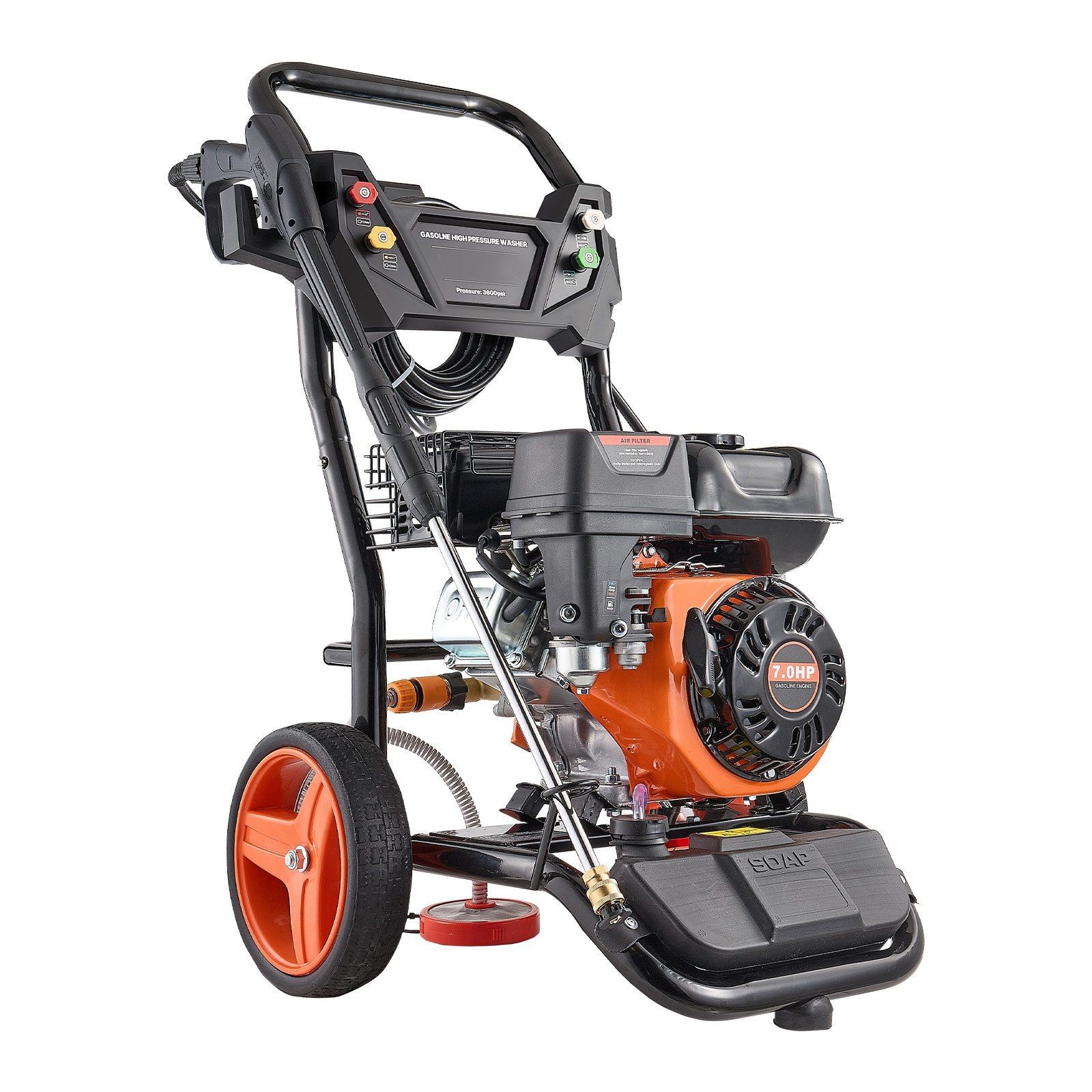 Gas Pressure Washer 3600 PSI, Full Copper Pump, 5 Nozzle Set, 26ft Hose