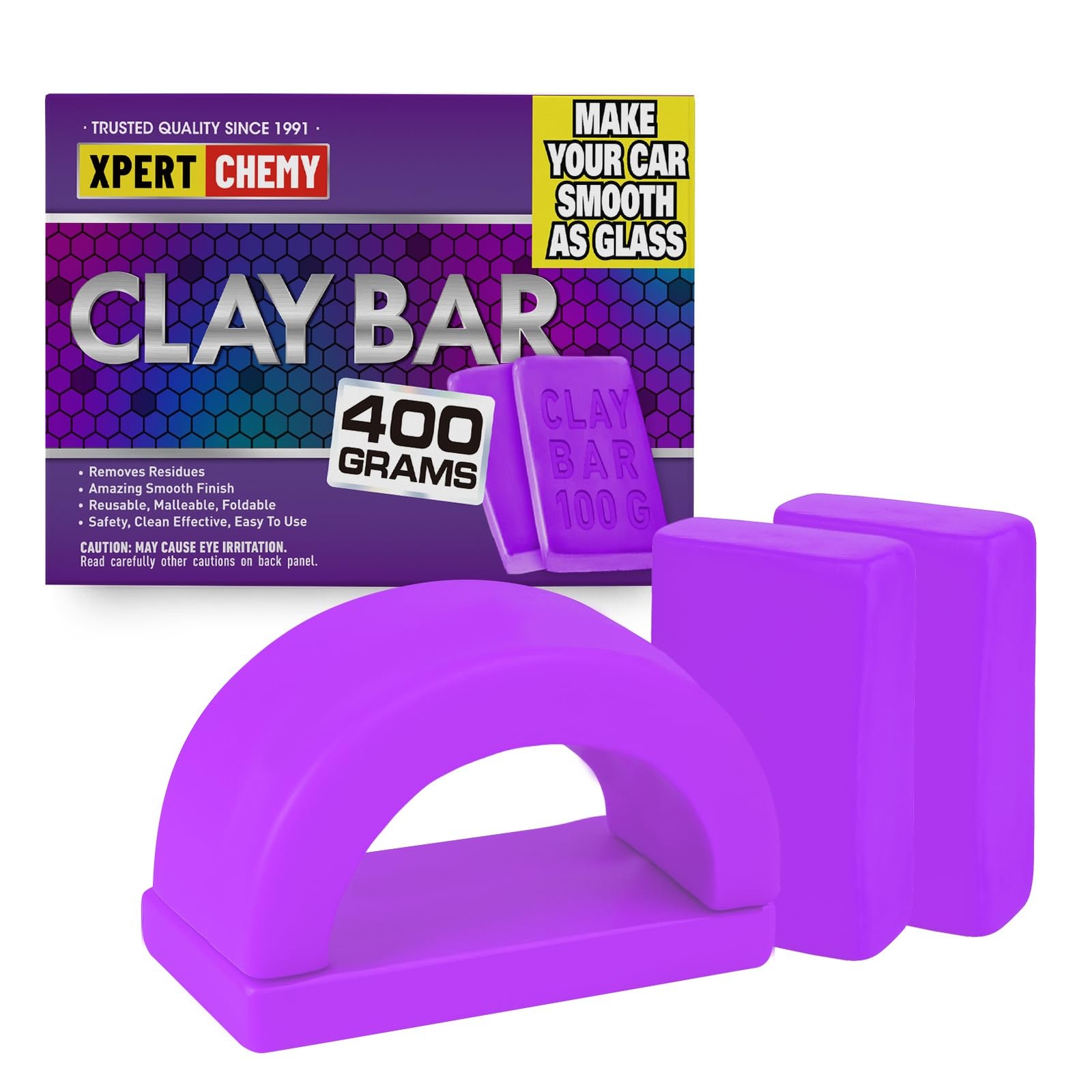 XPERTCHEMY Car Clay Bar 4 Pack 400g(4x100g), Auto Detailing Premium purple