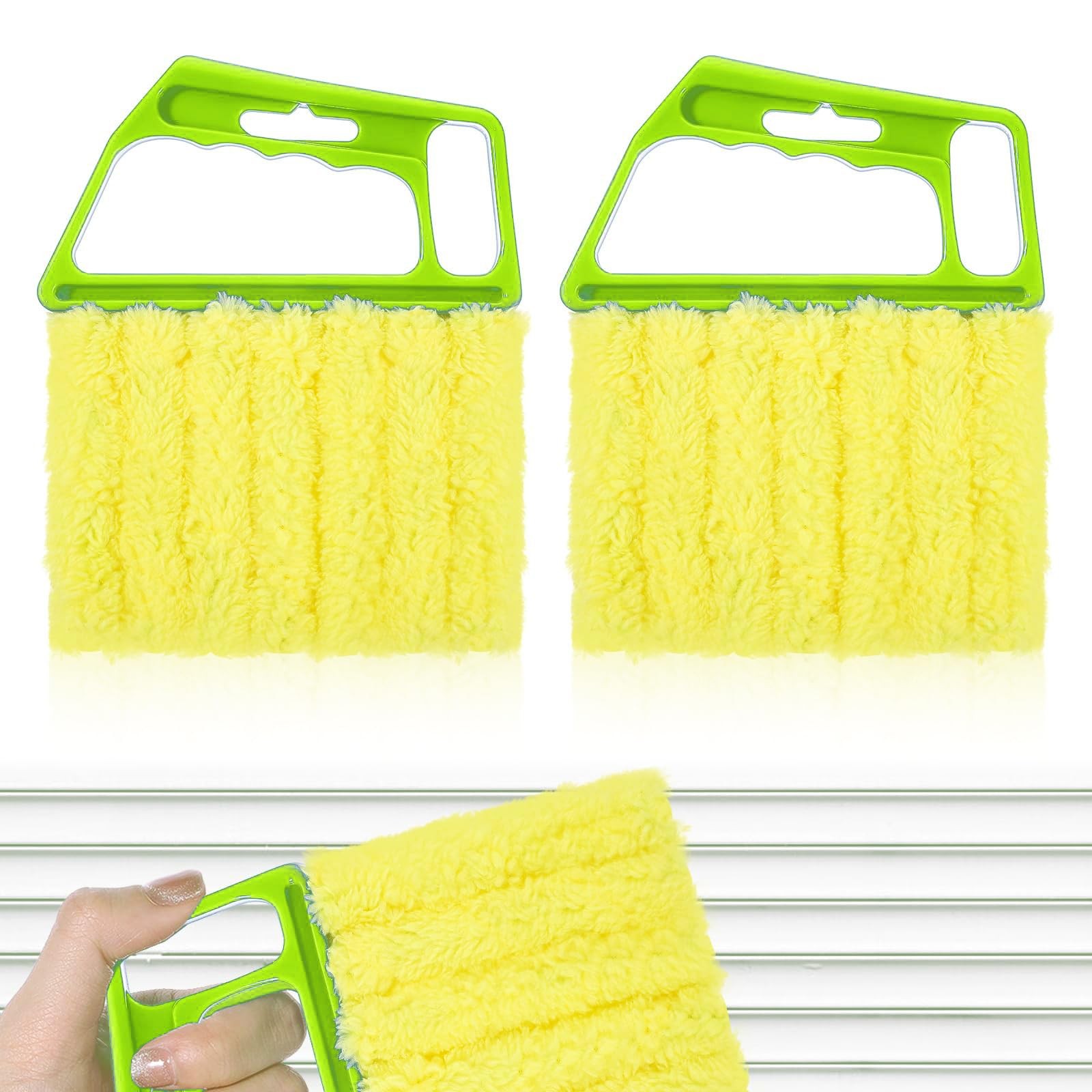 ZDSLASHES 2-Pack Microfiber Blind Cleaner Tools – 7-Finger Washable Green