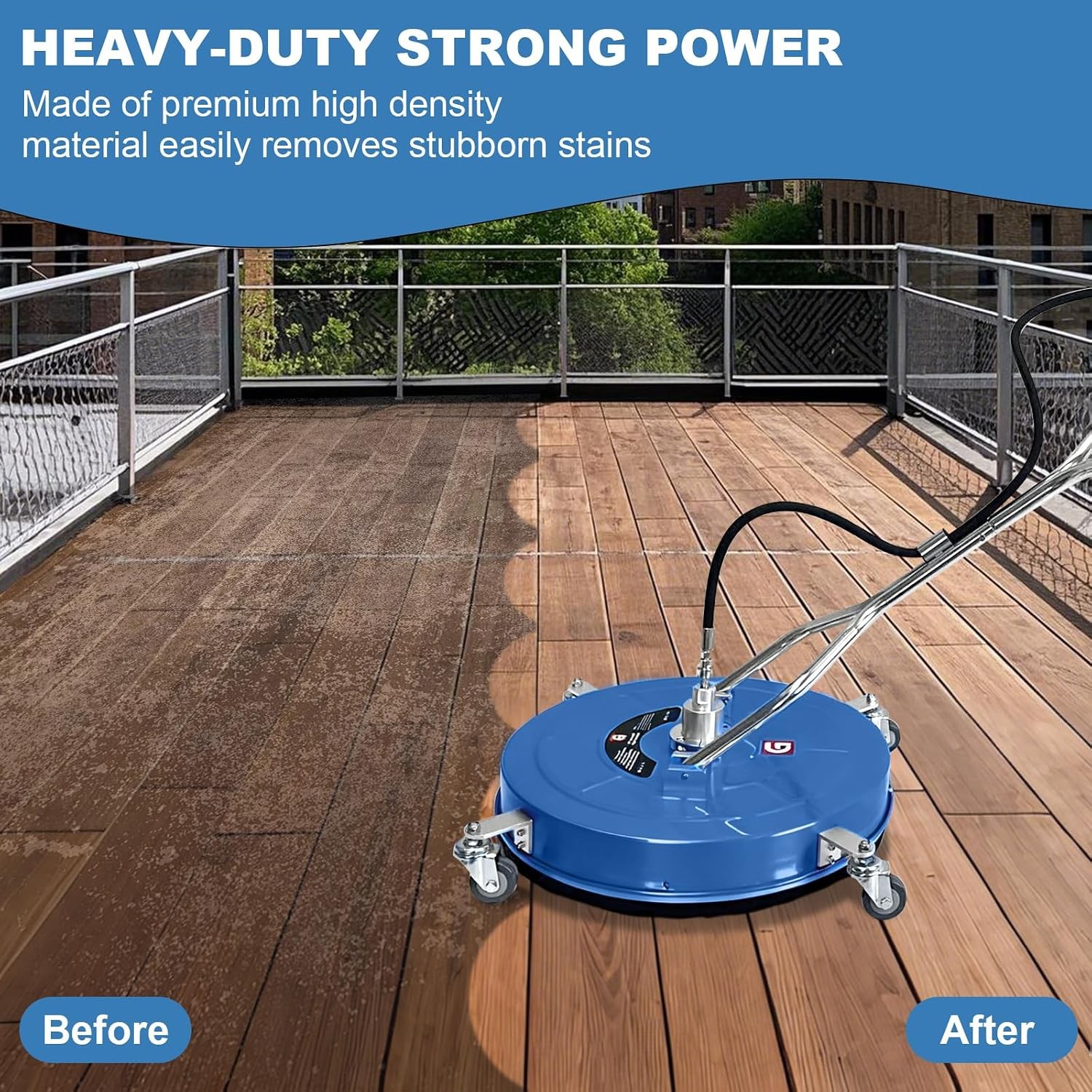 24″ Pressure Washer Surface Cleaner Stainless Steel Dual Handle Surface Cleaner