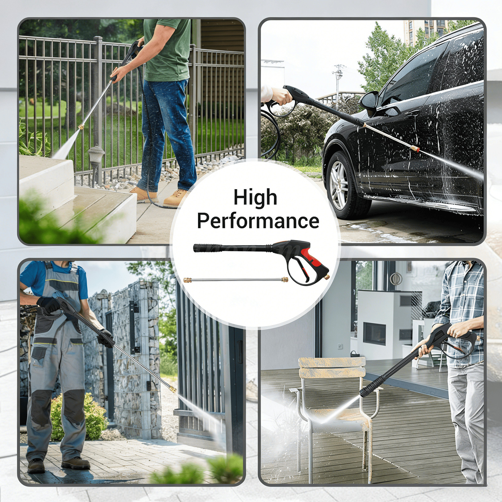 4000 PSI High Pressure Washer Gun M22 Fitting Extension Wand 5 Nozzles Hose Kit