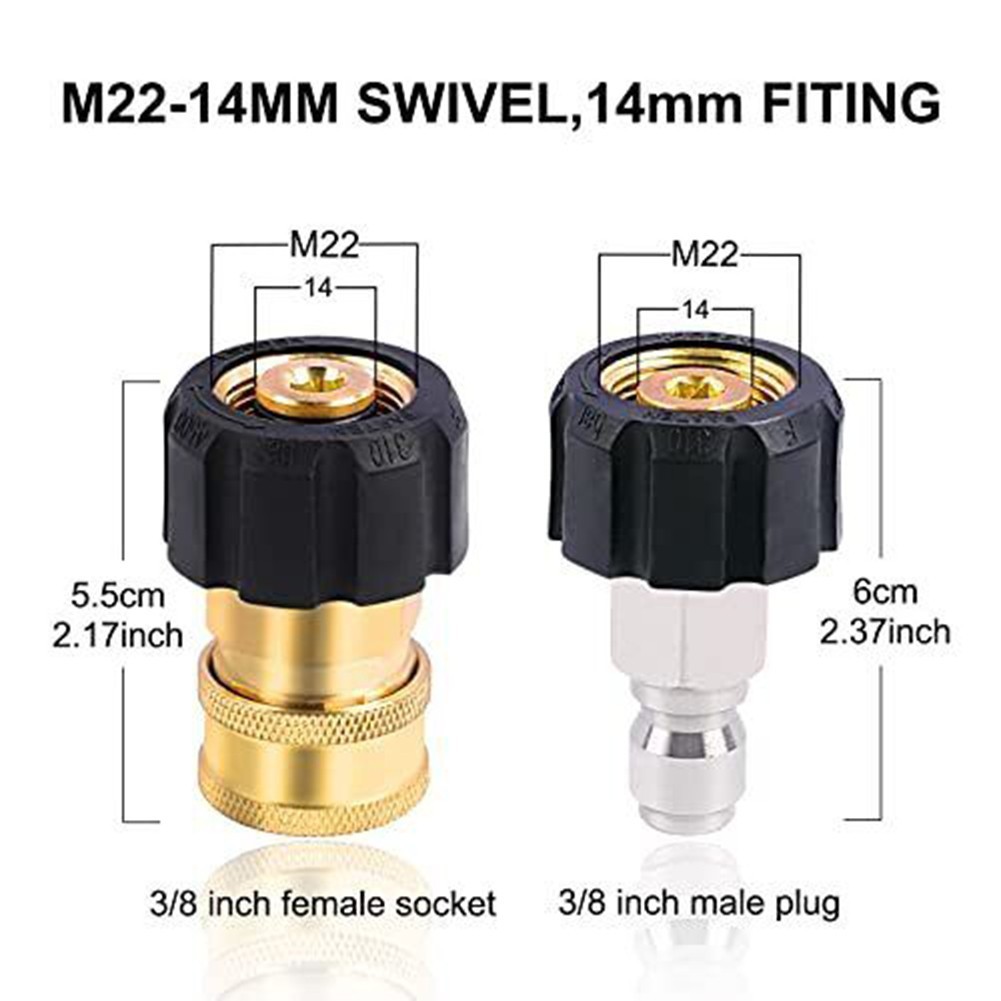 M22 14mm to 3/8 inch Quick Connect Adapter Kit for Pressure Washer
