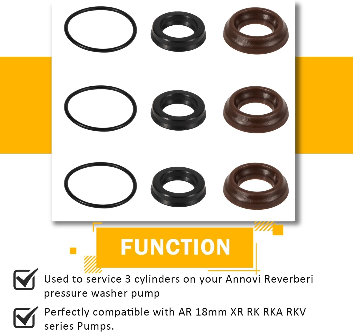AR1828 Check Valve + AR1857 Packing Kit for Annovi Reverberi 18mm XR RK RKV RKA