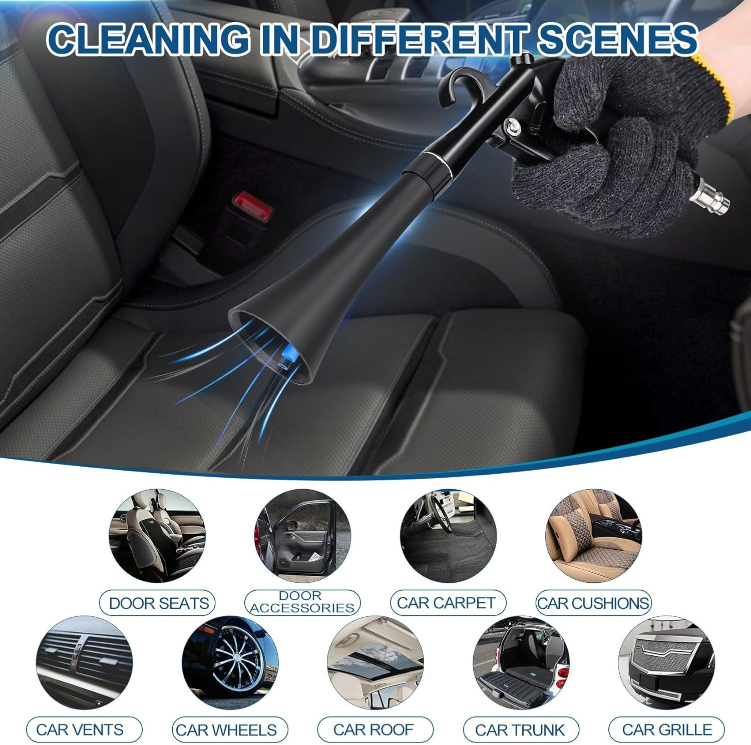 Car Cleaning Gun Detailing Interior Dryer Air Blow Gun, High Pressure Blower Gun