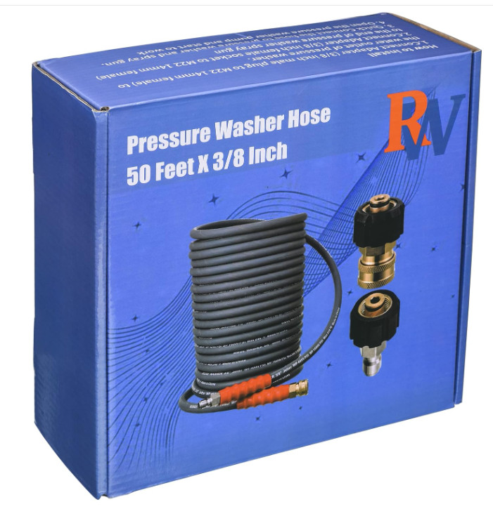 Pressure Washer Hose 50 Feet X 3/8 Inch for Hot and Cold Water