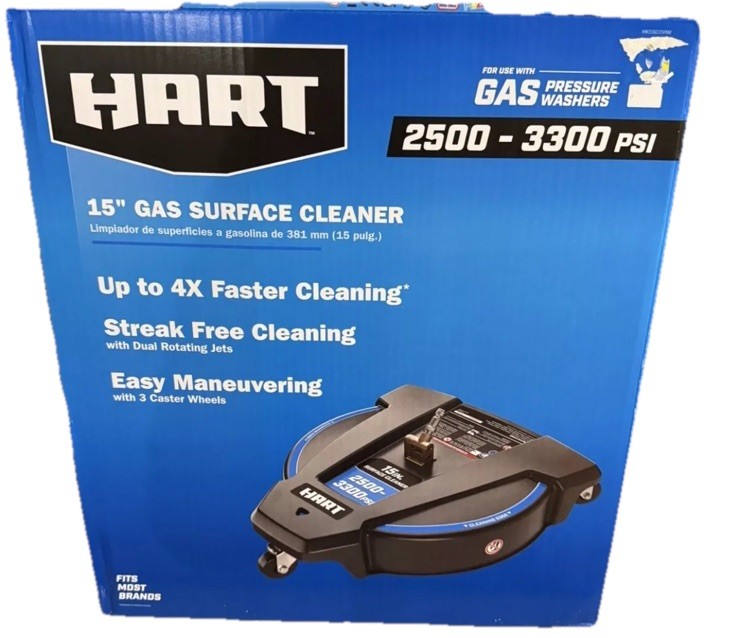 HART 15” Inch Gas Surface Cleaner Pressure Washer Broom Caster 1/4” Connector