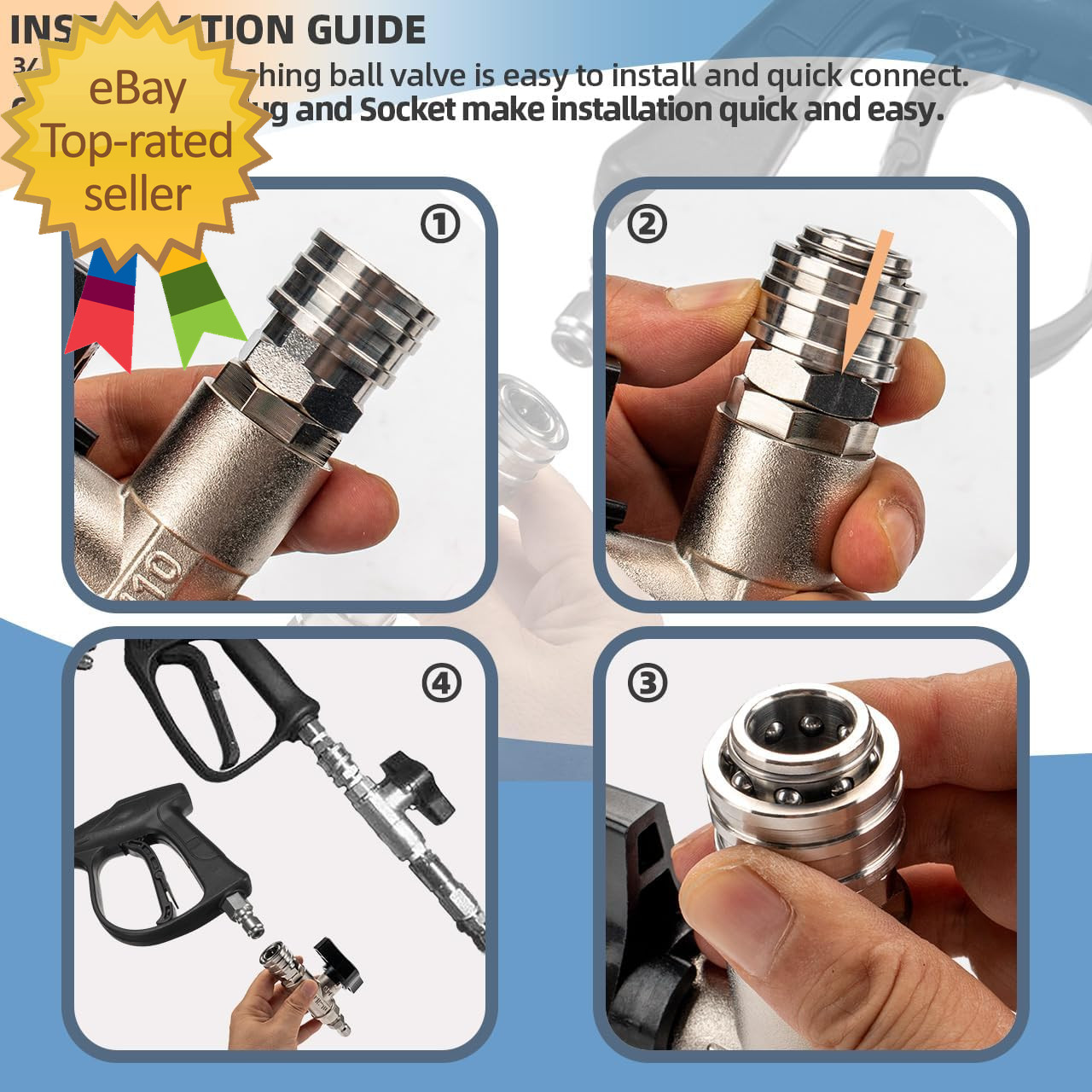 DN10 Ball Valve for Pressure Washer 3 8 Quick Connect Ball Valve for Pressure Po