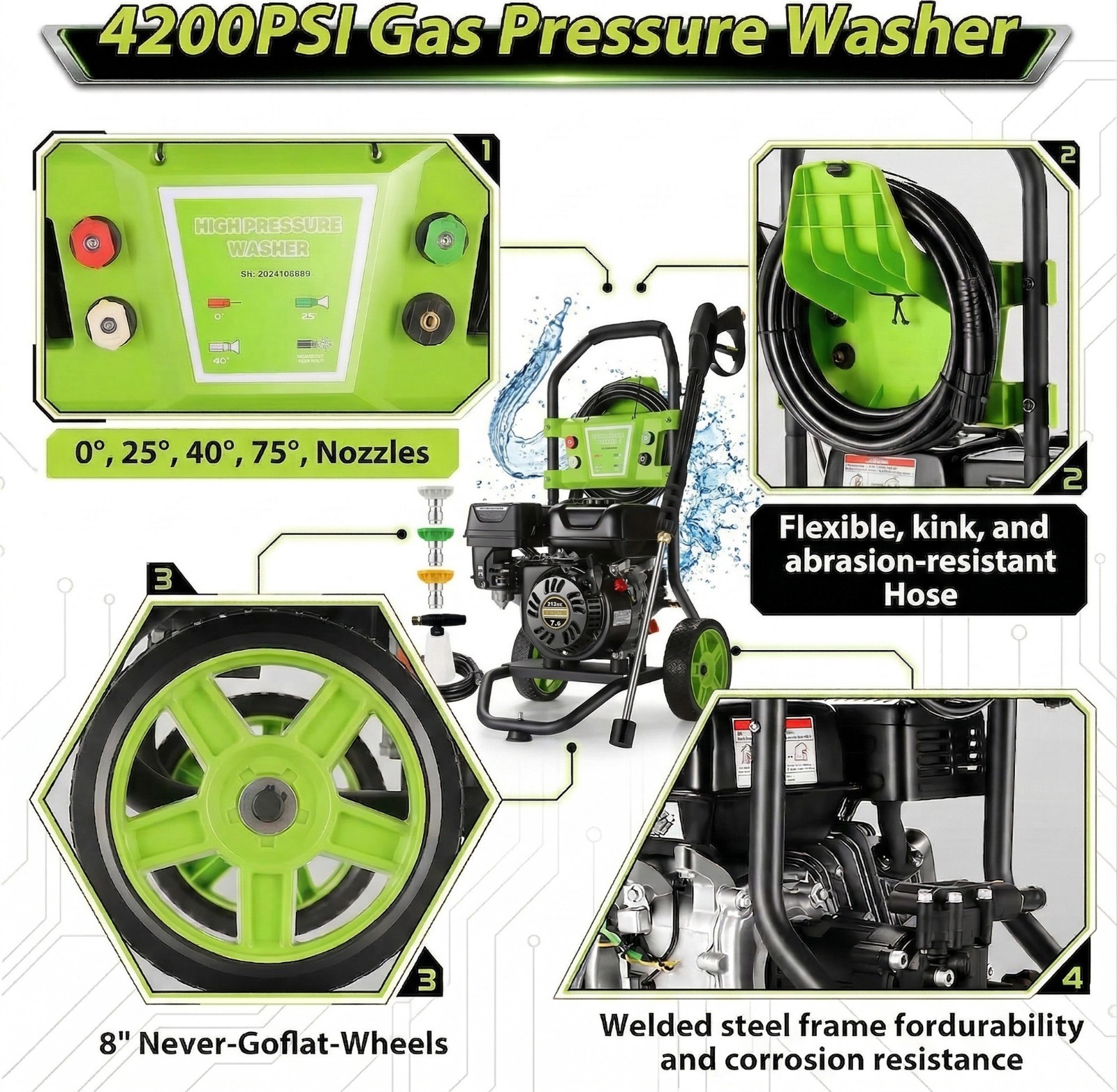🔥4200PSI Pressure Washer 4.0GPM Gas Powered Washer 209CC High Pressure Washer