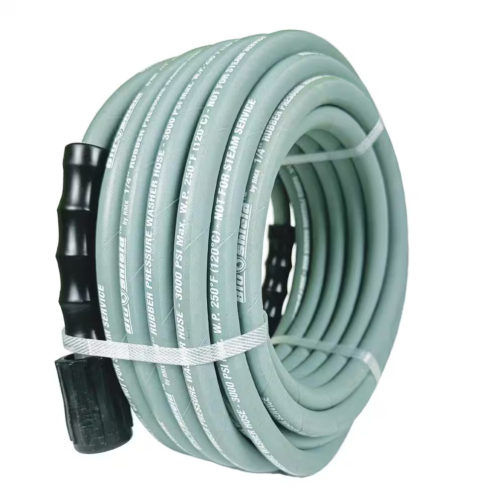 1/4 In. X 50 Ft. 3000 PSI Rubber Pressure Washer Hose, Non-Marking with M22 Fitt