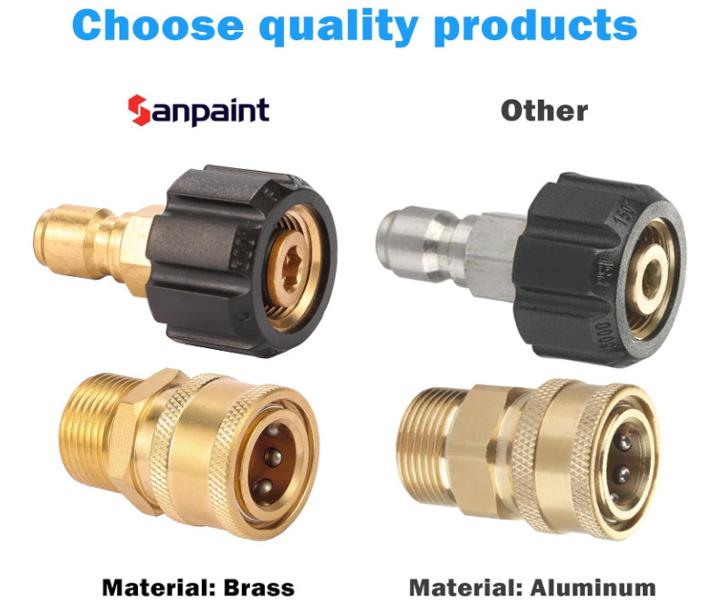 Pressure Washer Quick Connect Fittings, Quick Connect Kit M22 14mm to 3/8 Inch,