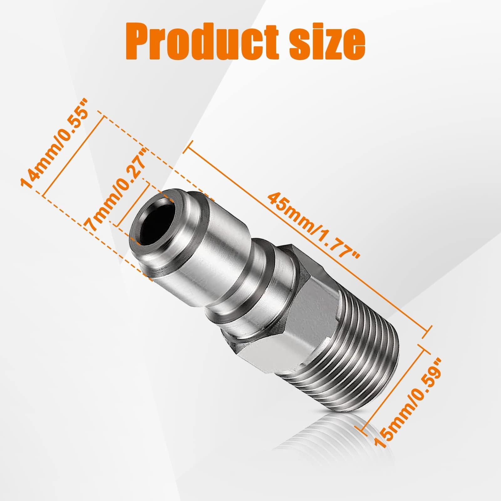 2 PCS 3/8 Inch Pressure Washer Male Nipple NPT Quick Connect Plug