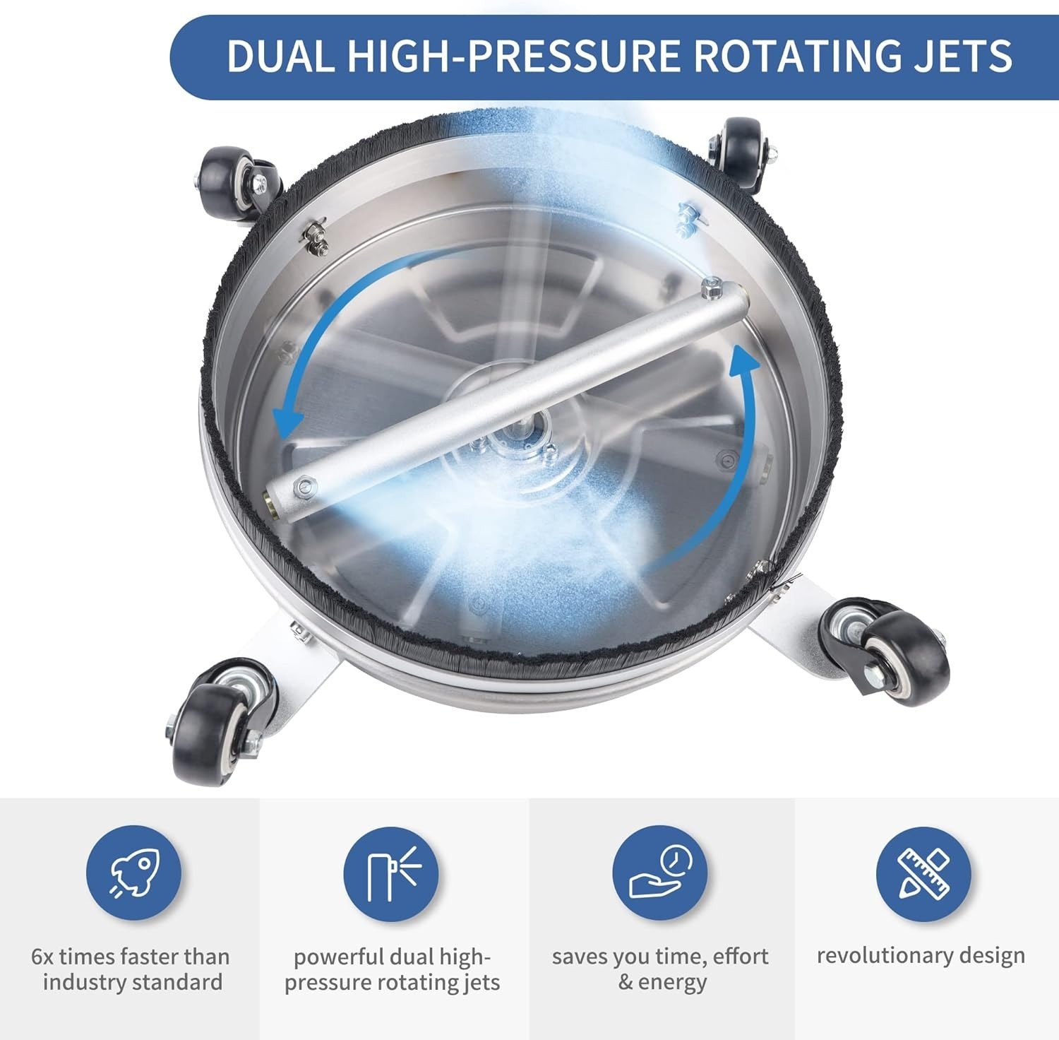 Professional 14″ Surface Cleaner: 4000 PSI, Stainless Steel with 4 Wheels