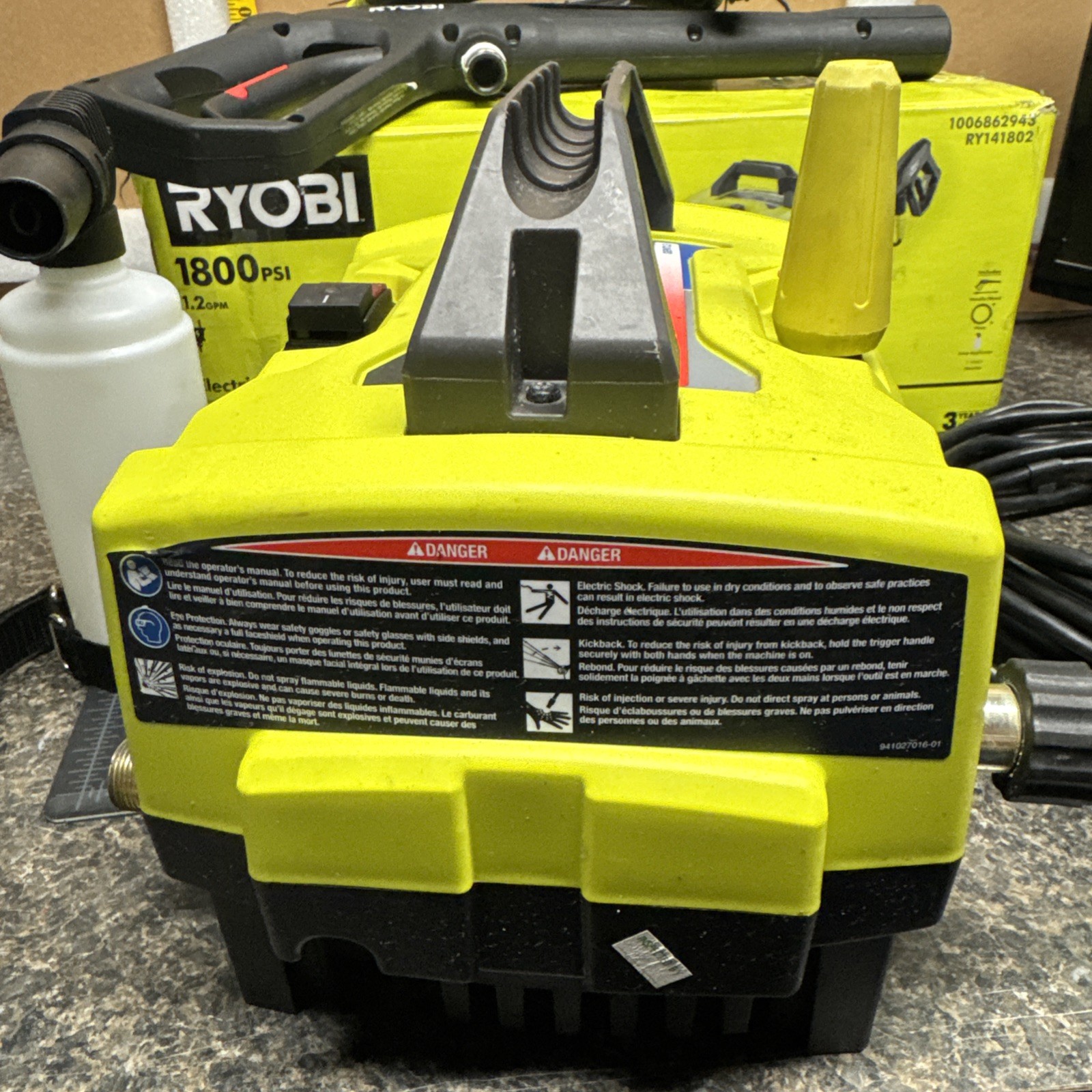 Ryobi RY141802 1800psi 1.2 GPM Electric Pressure Washer See Description