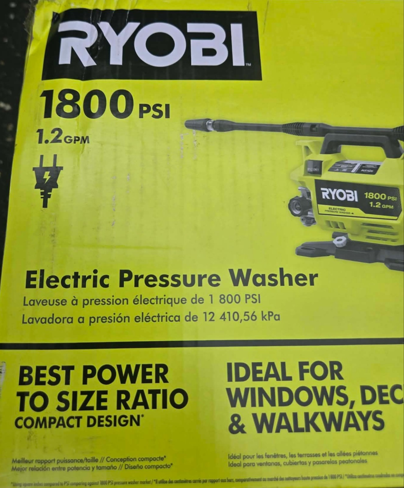 RYOBI RY141803 1800 PSI 1.2 GPM Electric Pressure Washer NEW