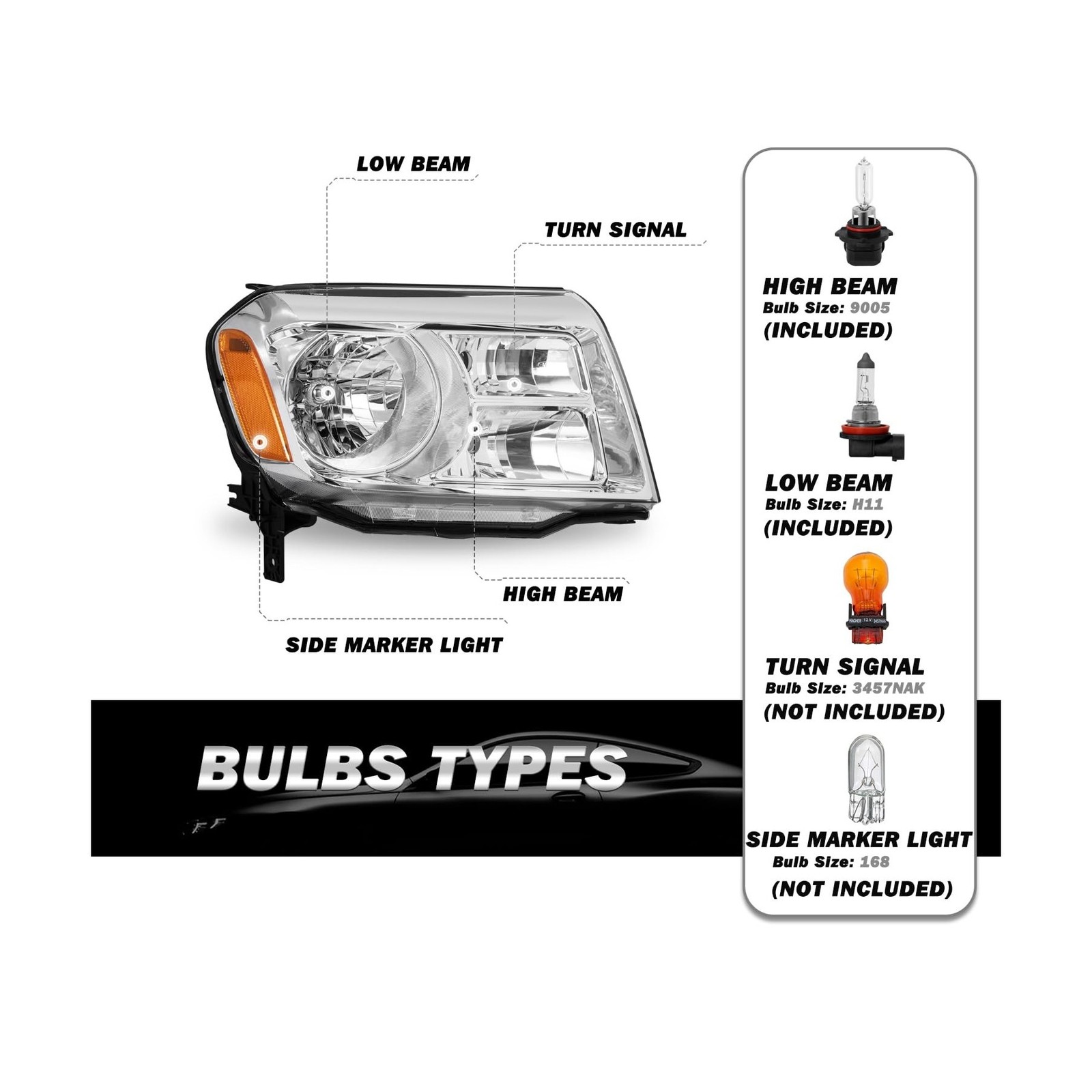 SOCKIR Headlight Assembly [Bulbs Included] Fit 2012 2013 2014 2015 Honda Pilo…