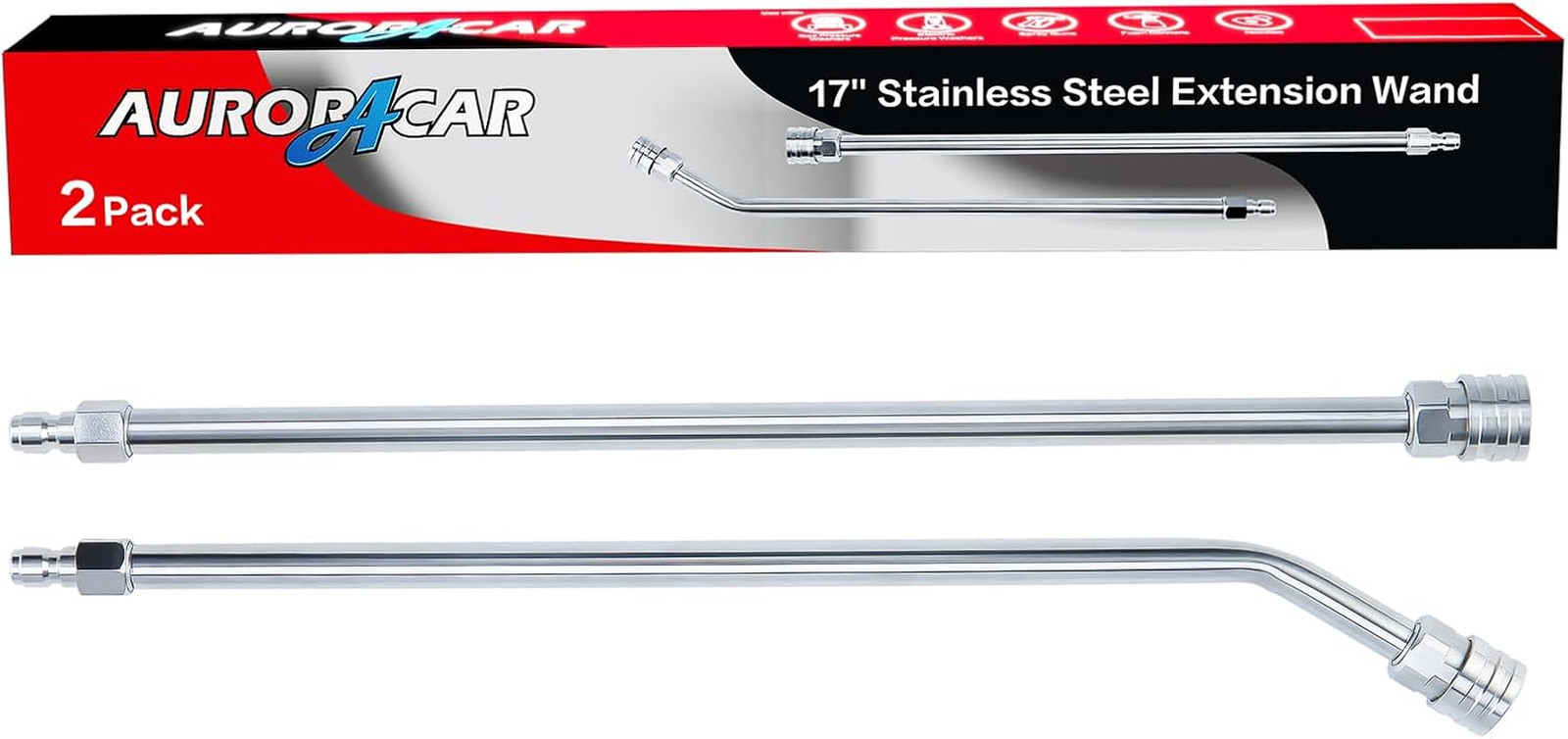 Pressure Washer Extension Wand, 17 Inch Stainless Steel, 2 Pack |
