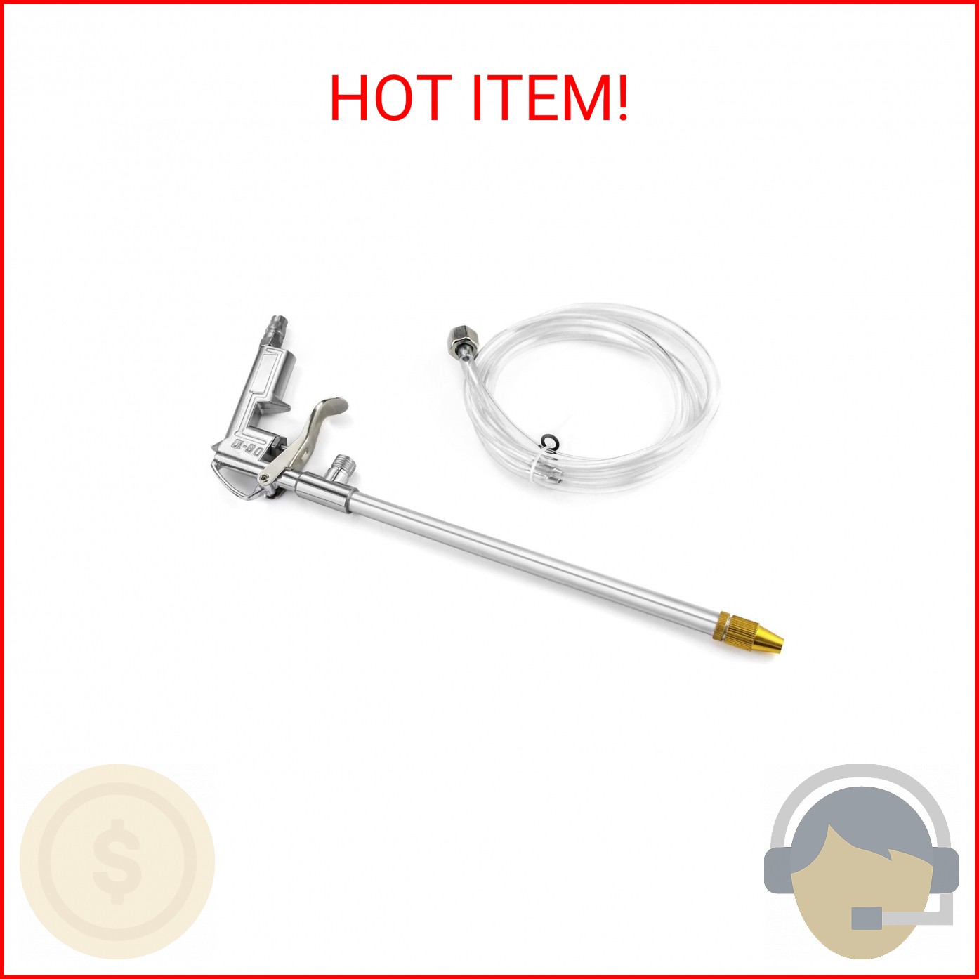 QWORK Spray Gun, Aluminum Pneumatic Air Engine Cleaning Washer Gun Kit Tool, 1/4