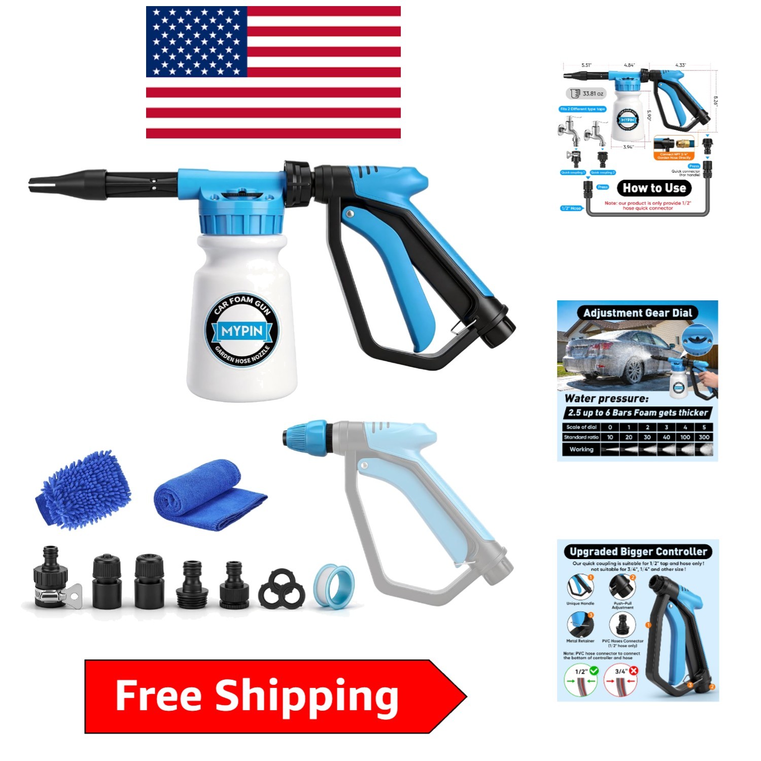 2-in-1 Car Wash Foam Cannon – Adjustable Pressure Foam Gun for Efficient Washing