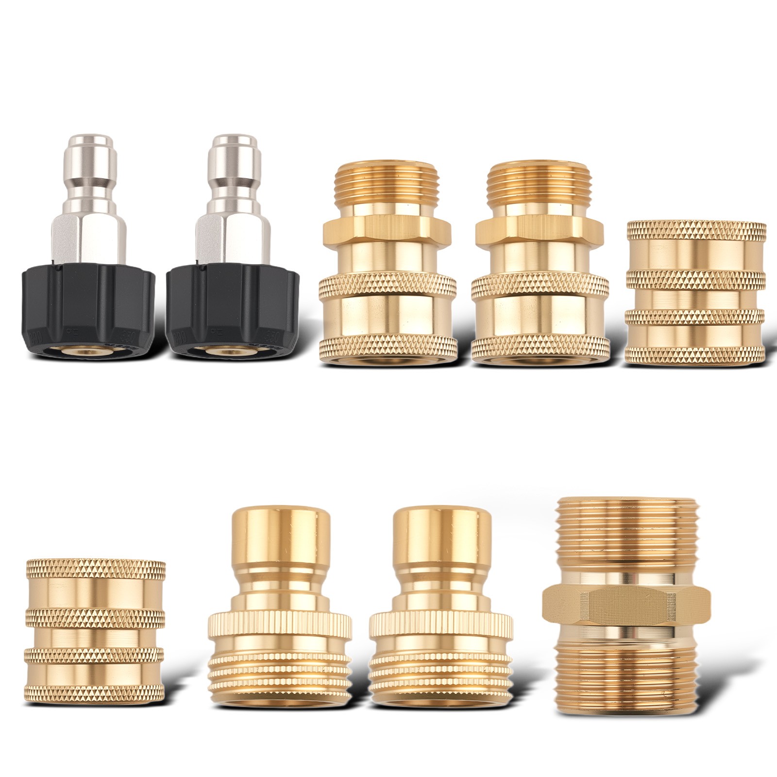 9PCS Quick Connect Pressure Washer Adapter M22 Brass 14mm Universal Swivel Set