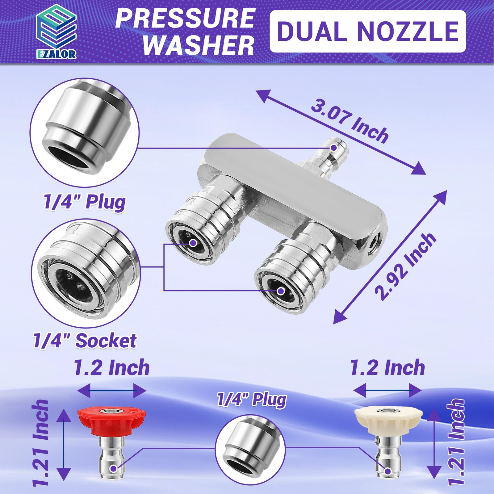 Pressure Washer Tips, 2-in-1 Power Washer Nozzle Tip, Dual Pressure Washer No…