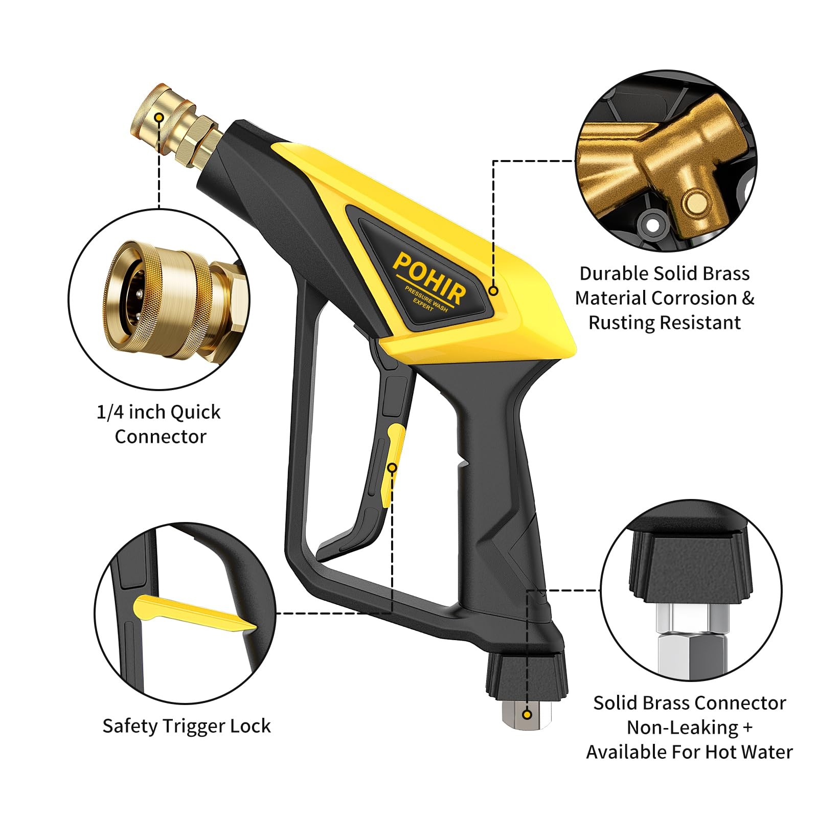 Short Pressure Washer Gun with Foam Cannon, 1/4 Inch Quick Connector, with 5 …