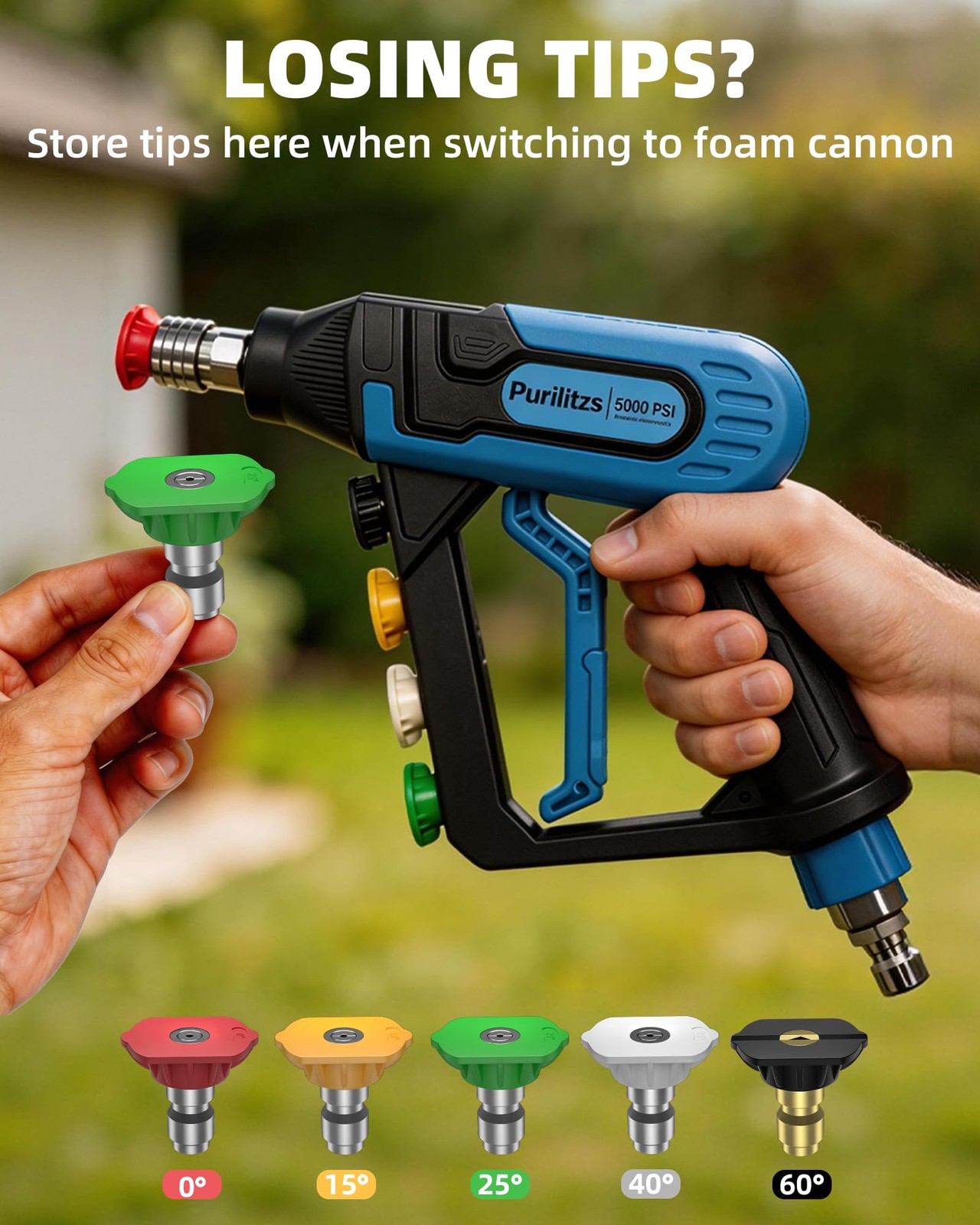 5000PSI Pressure Washer Gun 3/8” Swivel Plug with Extension Wand, M22 Coupler