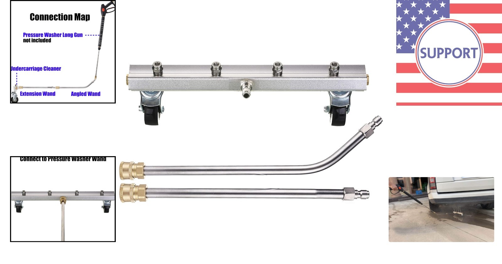 Portable Undercar Wash System with 45° Angled Wand – Cleans Oil & Grime Easily