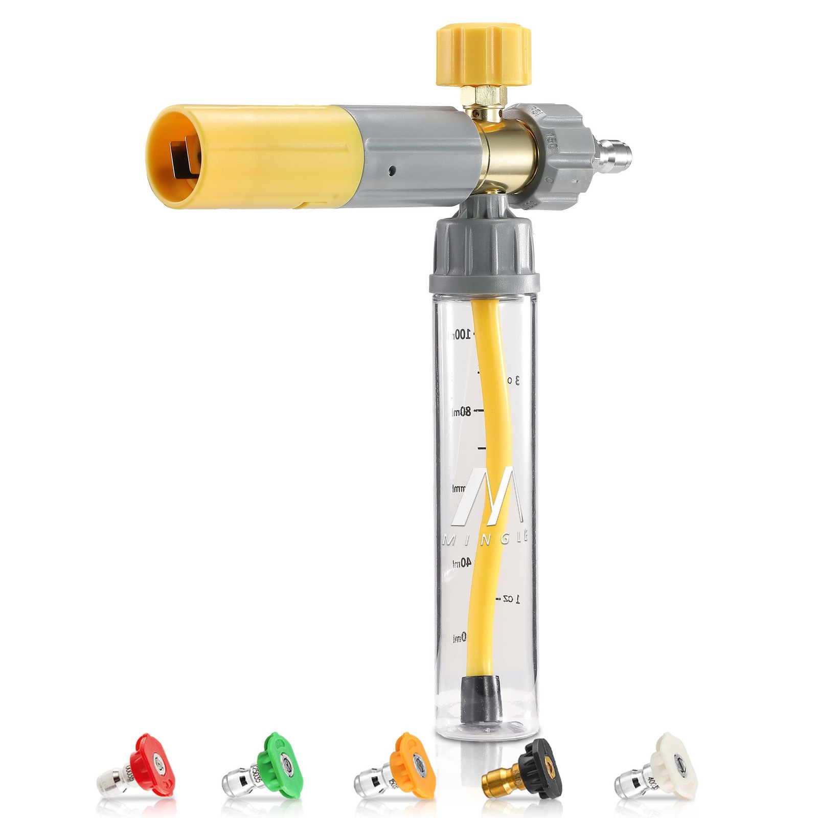 Mini Foam Cannon, Pressure Washer Foam Cannon with 5 Nozzle Tips, 1/4″ Quick …