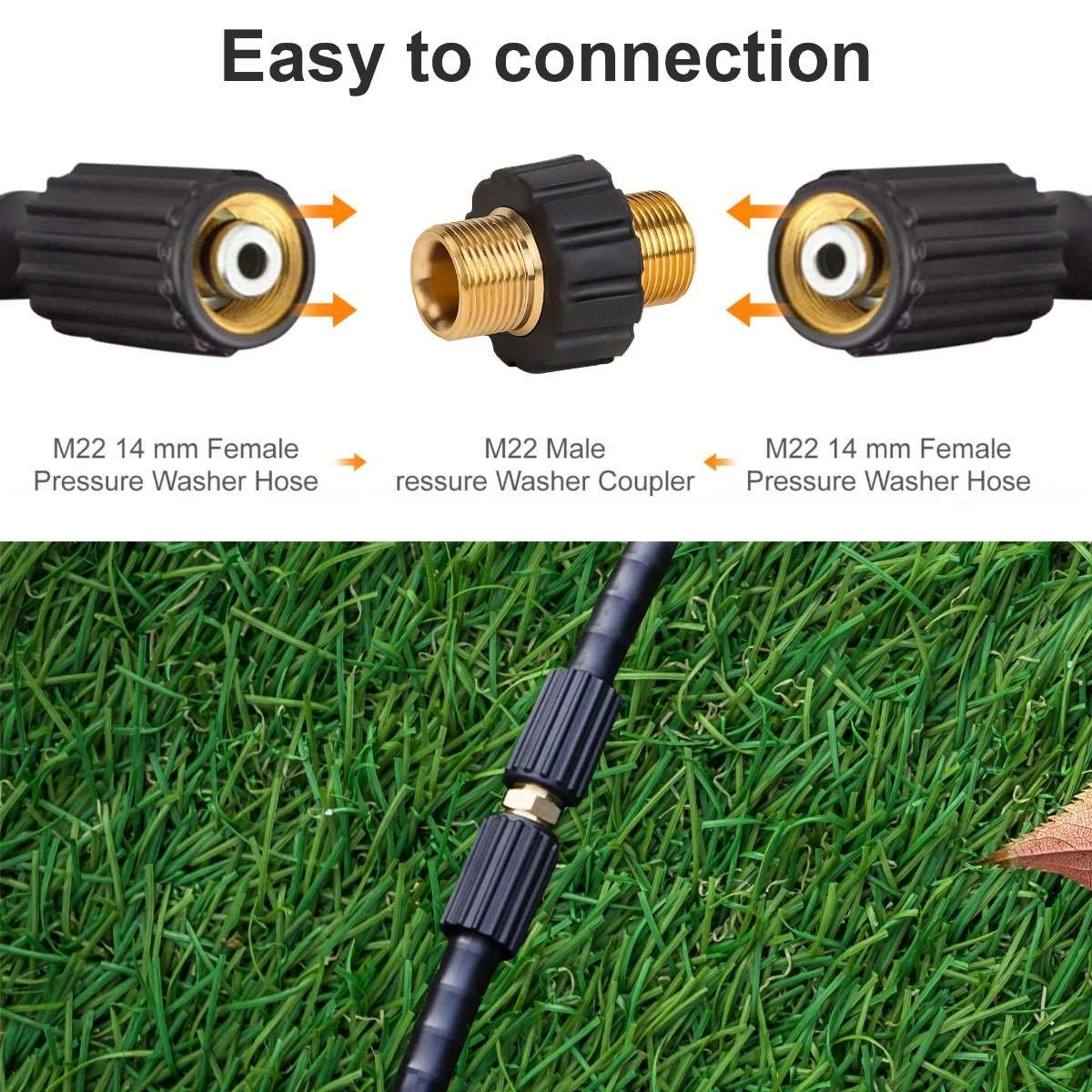 M22-14mm Quick Connect Hose Adapter 5000PSI Pressure Washer Connector Fitting