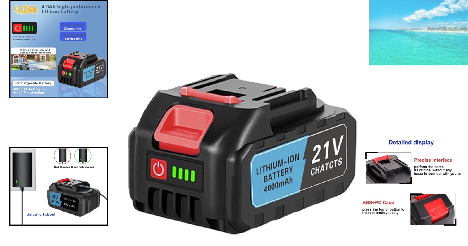 High-Capacity 21V Lithium Battery with LED Indicator – Universal Power Supply
