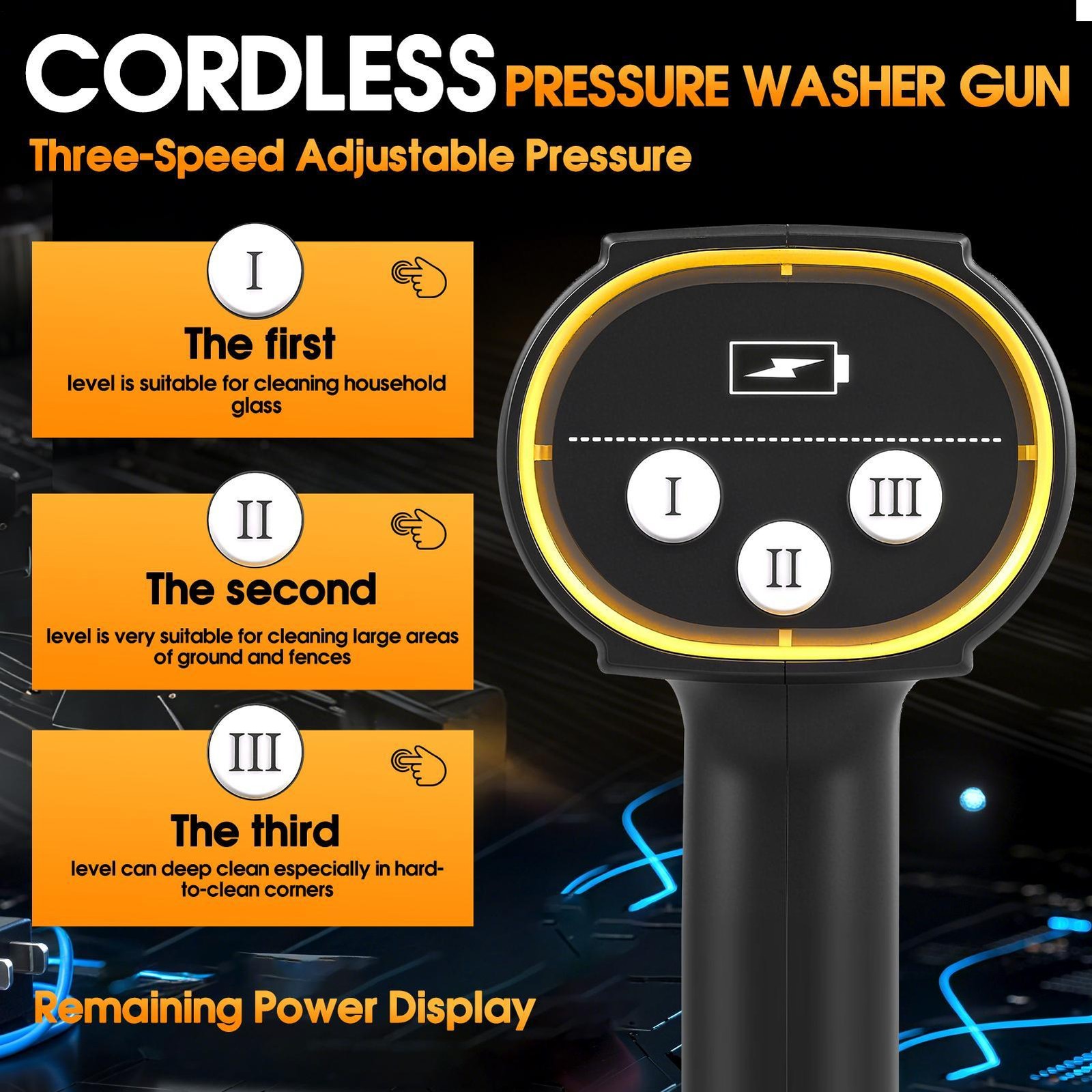 Cordless Portable High Pressure Water Spray Gun Car Washer Cleaner Tool 21V