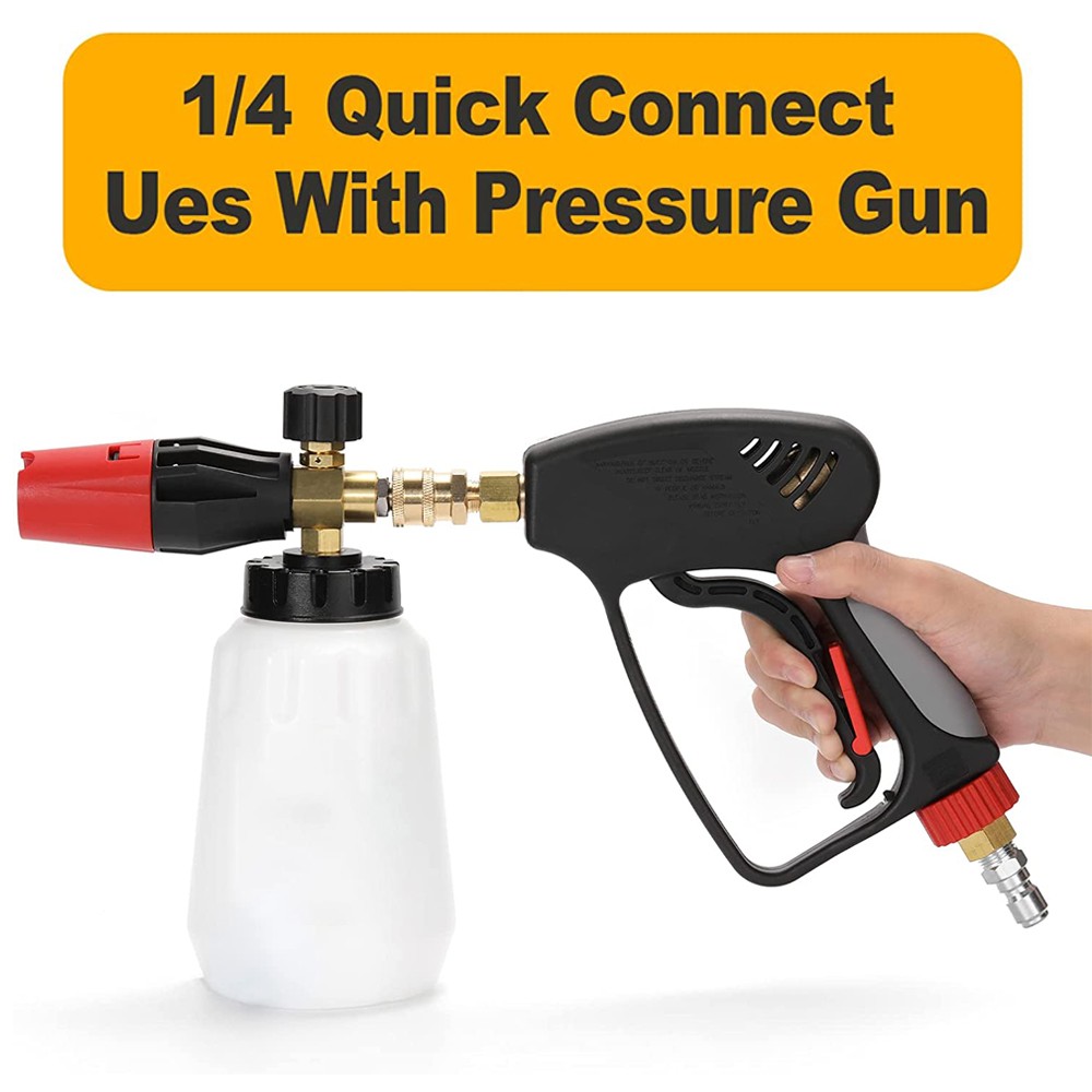1/4″ Snow Foam Washer Gun Car Wash Soap Lance Cannon Spray Pressure Jet Bottle
