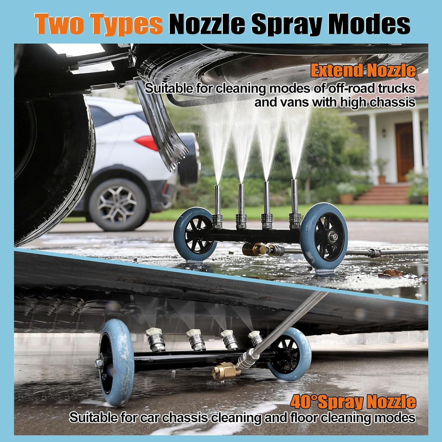3-In-1 under Carriage Pressure Washer, 16 Inch Pressure Washer Water Broom | Pre