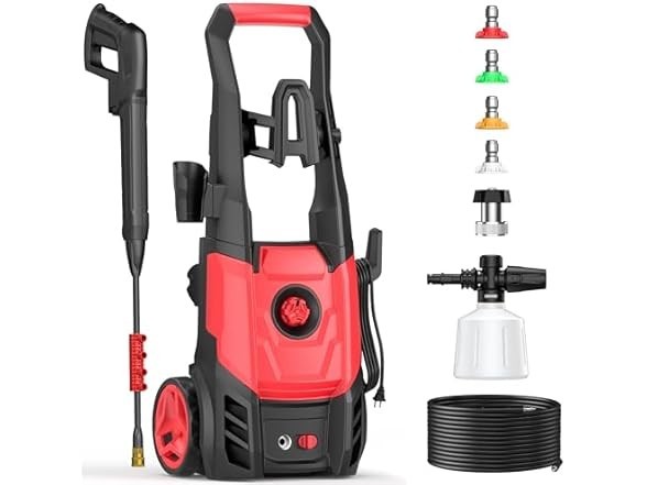 Paporia 2.5 Max GPM Electric Pressure Washer w/Foam Cannon, 20FT Hose -FAST SHP