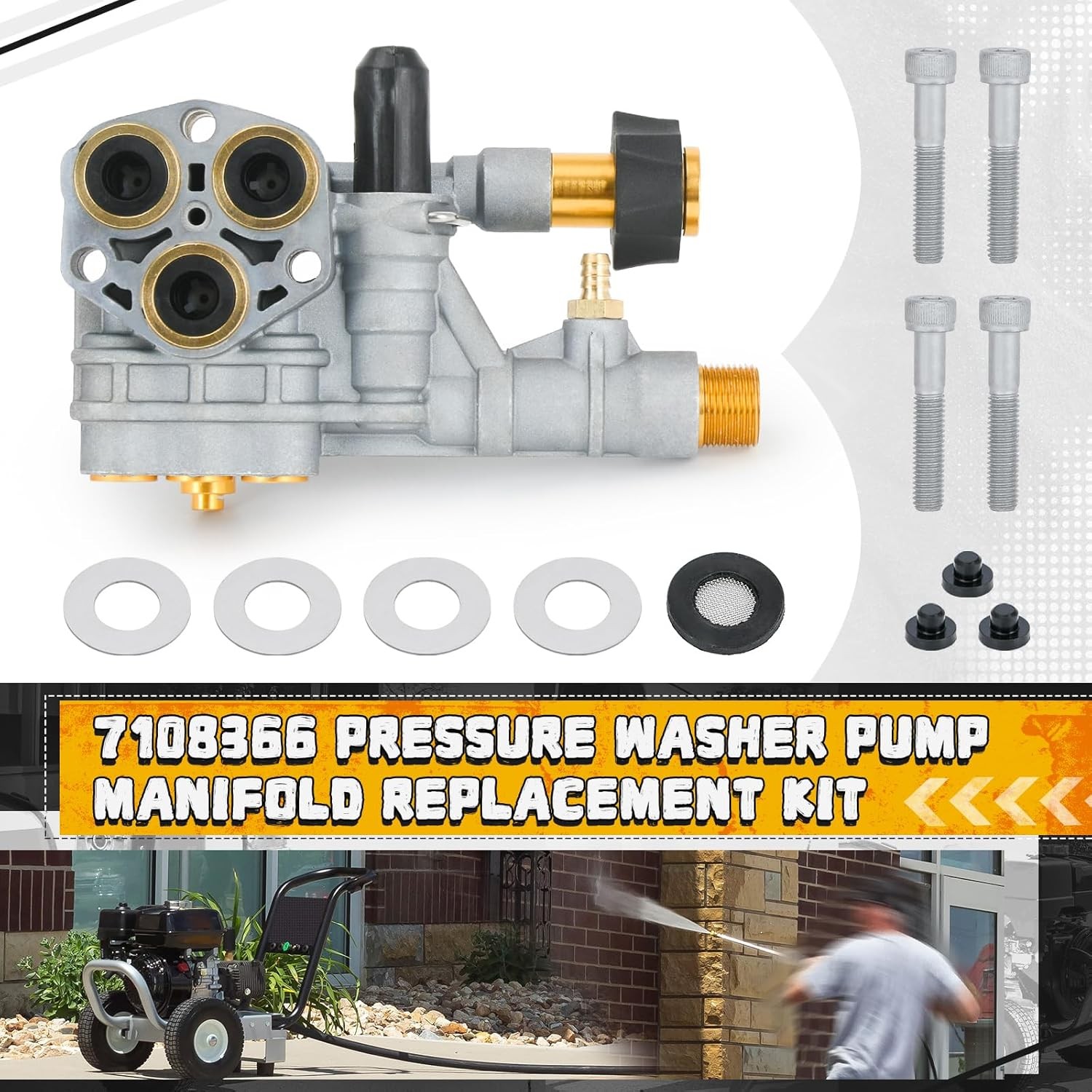 7108366 Pressure Washer Pump Manifold Replacement Kit for 510020 and 520006