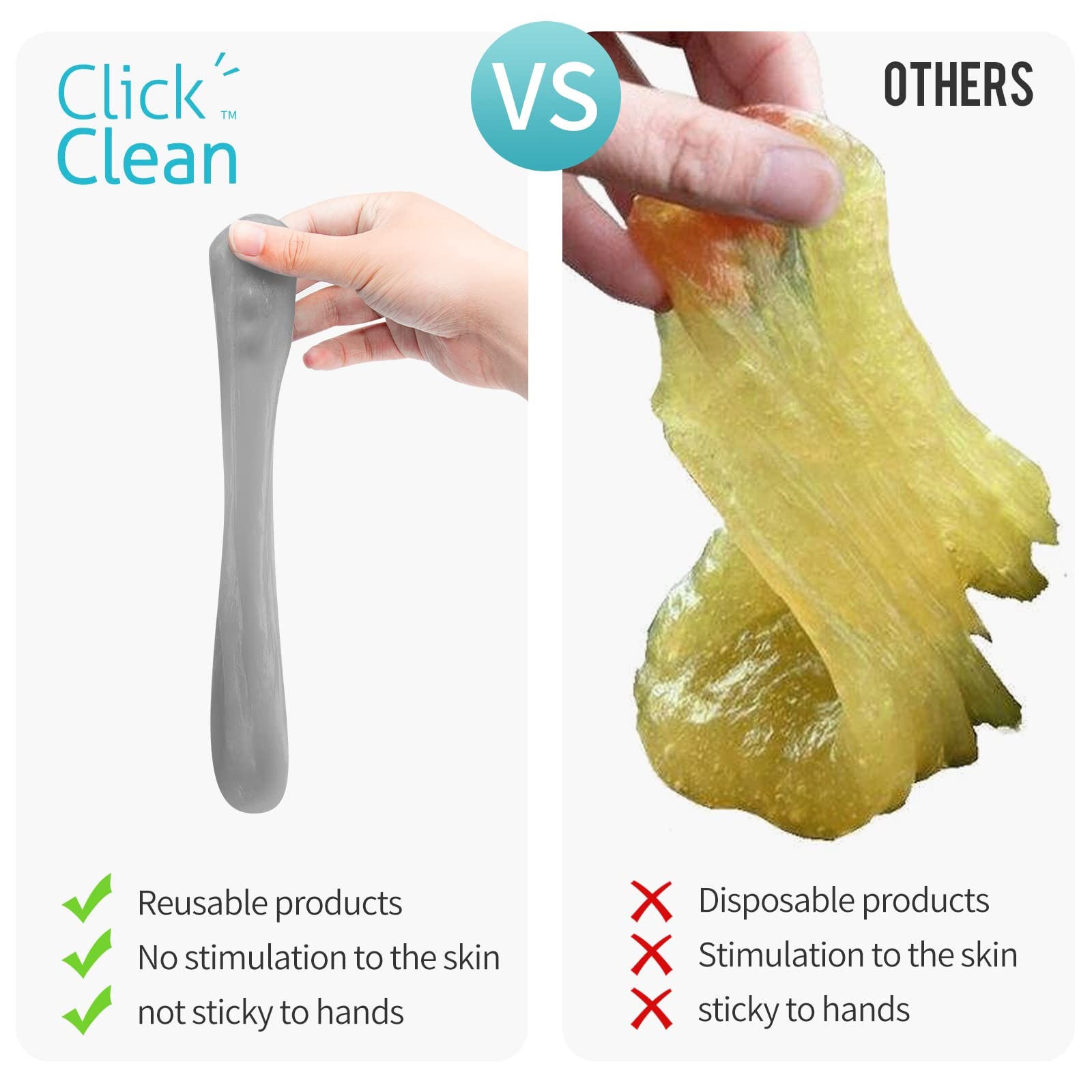 CLICK CLEAN Cleaning Gel for Car, 7oz Car Detailing Tools, 1 PACK, Gray