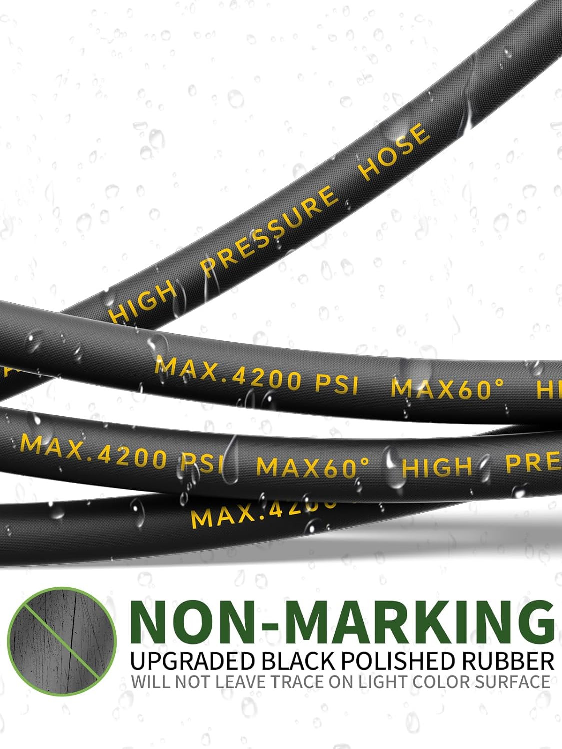 4200PSI Pressure Washer Hose 50FT with 3/8″ Swivel Quick Connect for Cold/Hot Wa