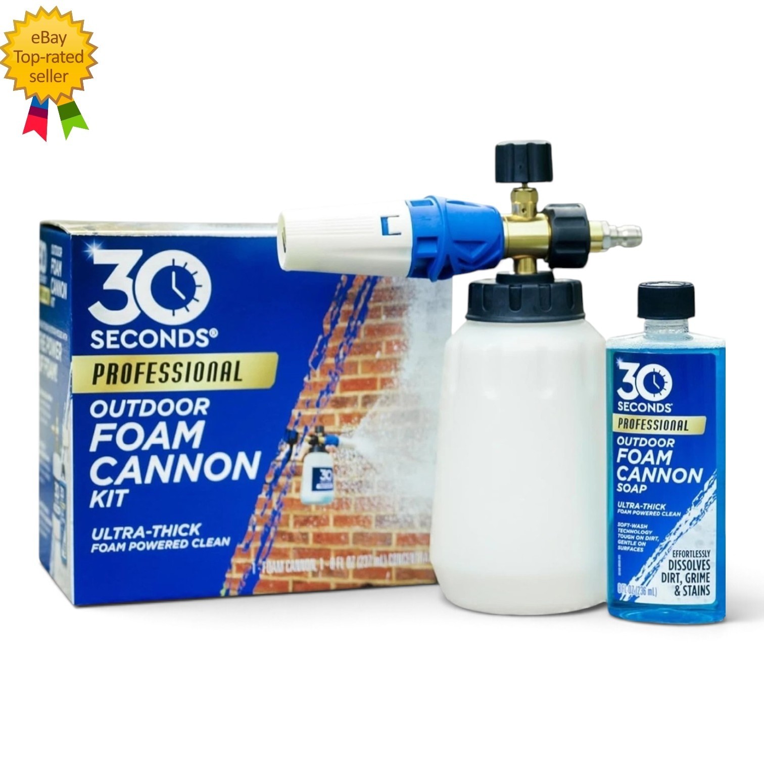 30 SECONDS Foam Cannon Kit Pressure Washer Sprayer + 8oz Soap Outdoor Cleaner