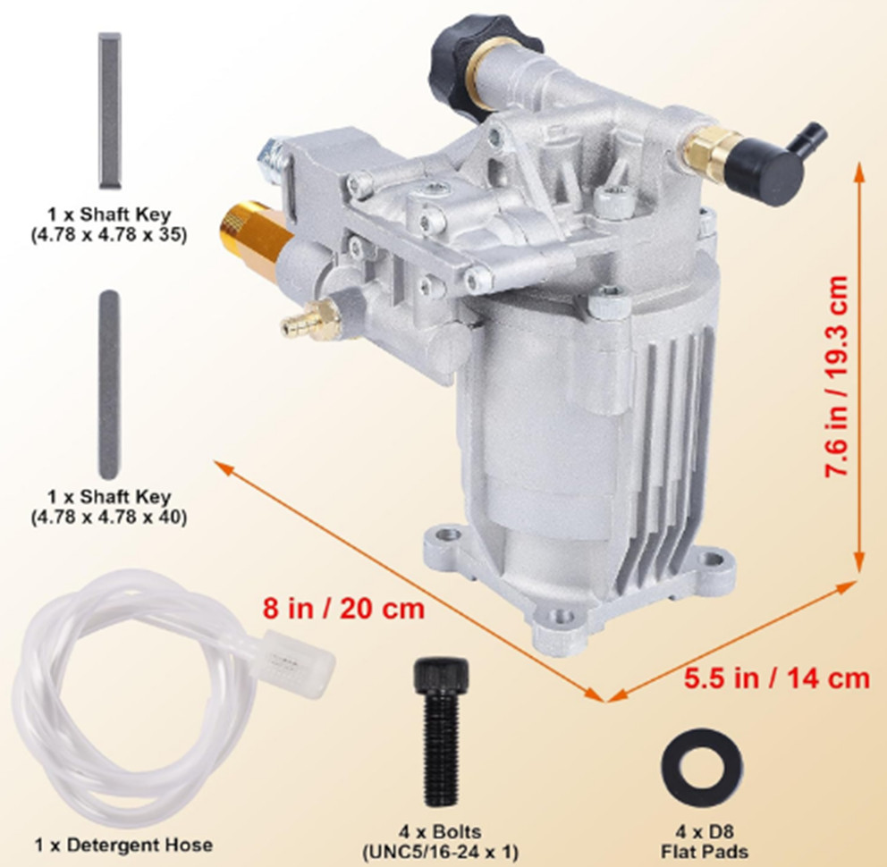 Pressure Washer Pump 3/4″ Shaft Horizontal Axial Plunger for 6.5-7HP 80-225cc