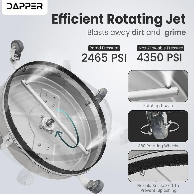 DAPPER SUPPLY20 in. 4350 PSI Pressure Washer Surface Cleaner with 2 Hose…