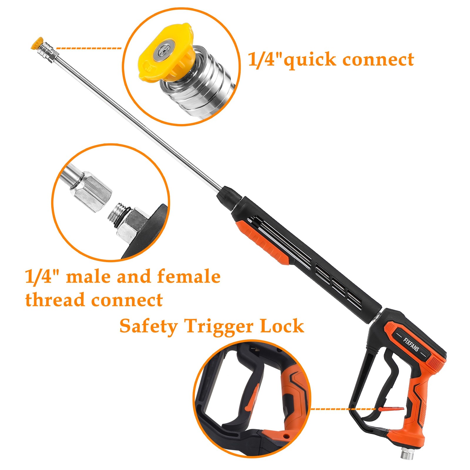Pressure Washer Gun Kit 5000PSI Power Spray Handle Wand 5 Nozzles M22 14mm Quick