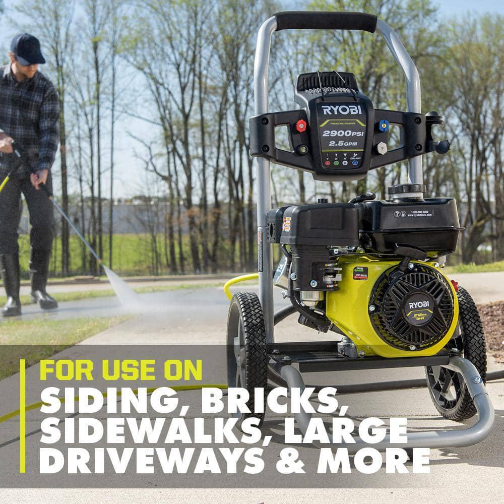 Gas Pressure Washer 2900 PSI 2.5 GPM Cold Water 212cc Engine 4 Connect Nozzles