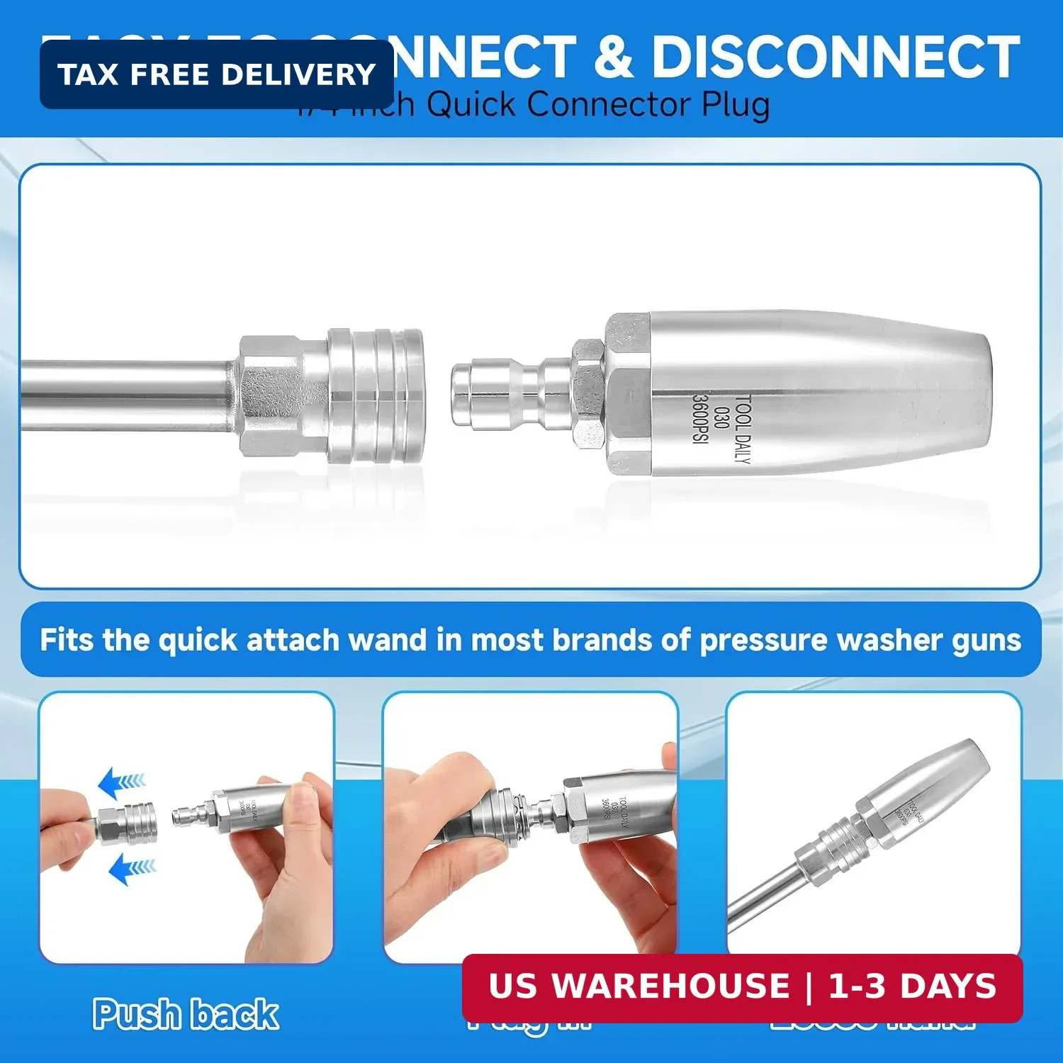 Tool Daily Turbo Nozzle Pressure Washer Stainless Steel, 360° Rotating Pressure