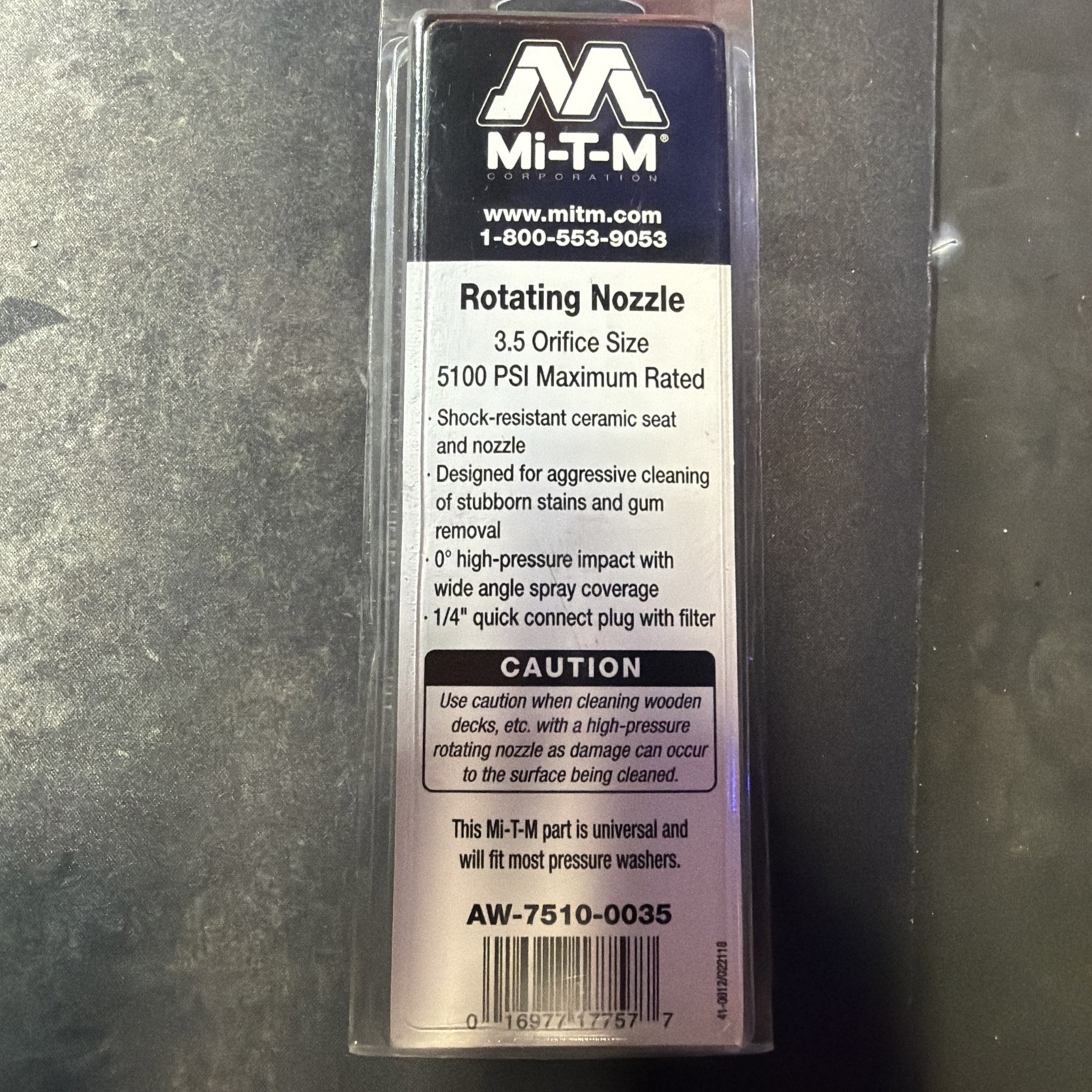 NIB Mi-T-M 3.5 Rotating Pressure Washer Nozzle AW-7510-0035 5100 Psi