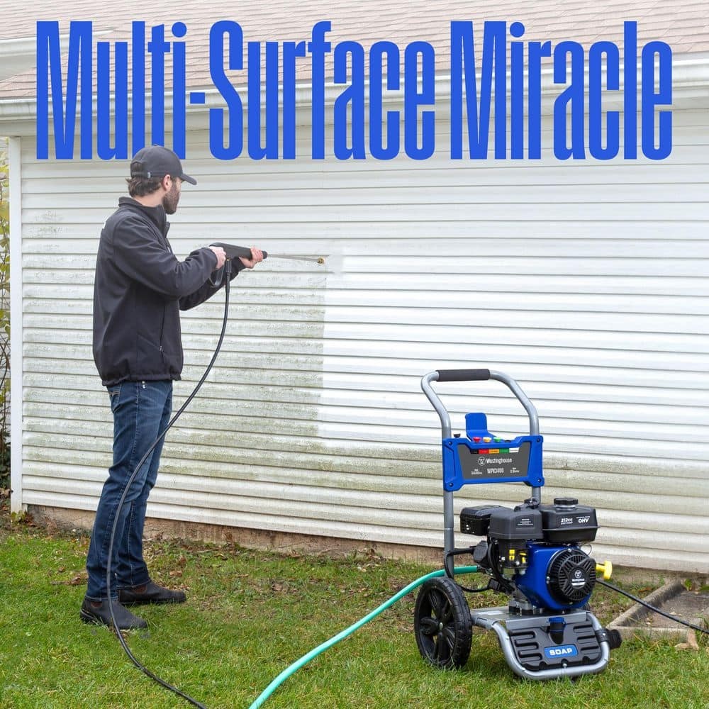 3400 PSI 2.6 GPM Gas Powered Axial Cam Pump Cold Water Pressure Washer with Soap