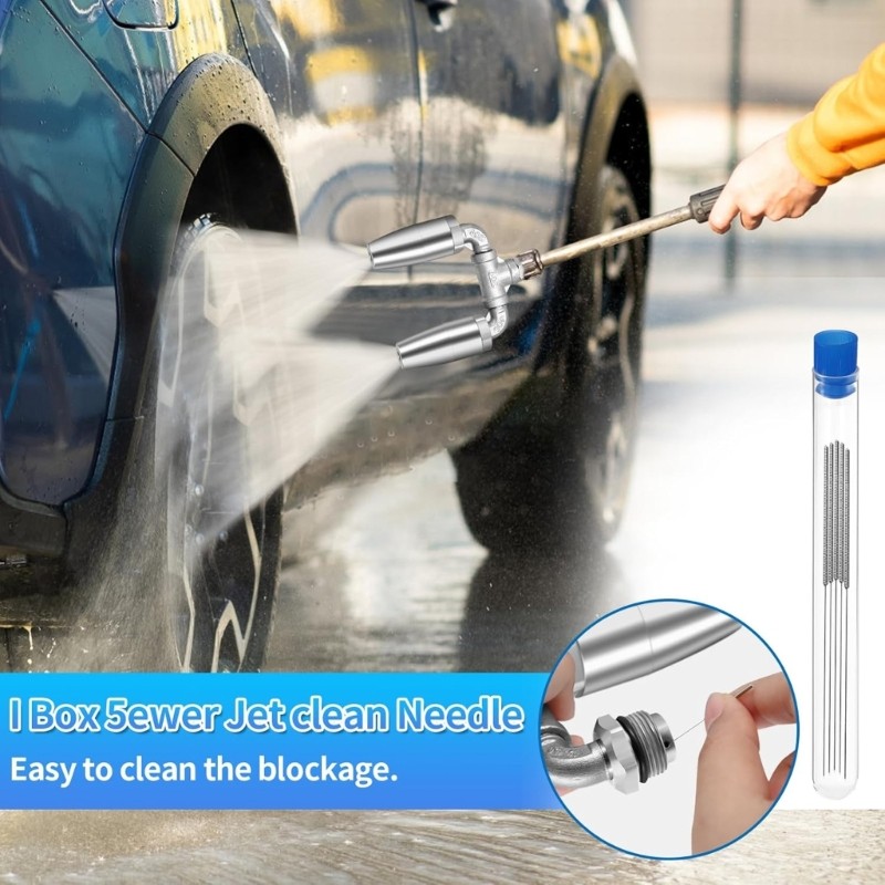 Stainless Steel Double Nozzle With 360 Degree Rotation Water Pressure Nozzle Tip