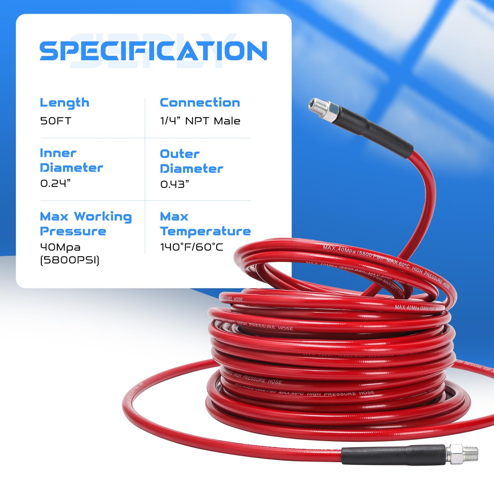 Sewer Jetter Kit for Pressure Washer 50 FT, Drain Cleaner Hose with Power Was…